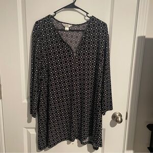 Purple, Black and White Patterned Women's Top